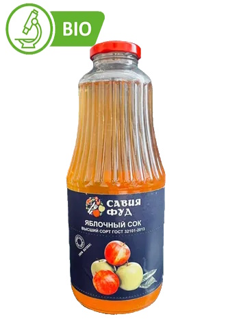 Натуральный яблочный сок прямого отжима,неосветленный,пастеризованный,без сахара 1л