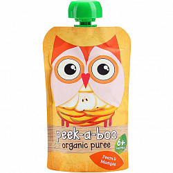 Детское органическое пюре Peek-a-boo из груш и манго с 6 мес.,113гр