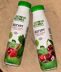Йогурт Эконива 2,5% Клубника-Ревень с семенами льна 300г